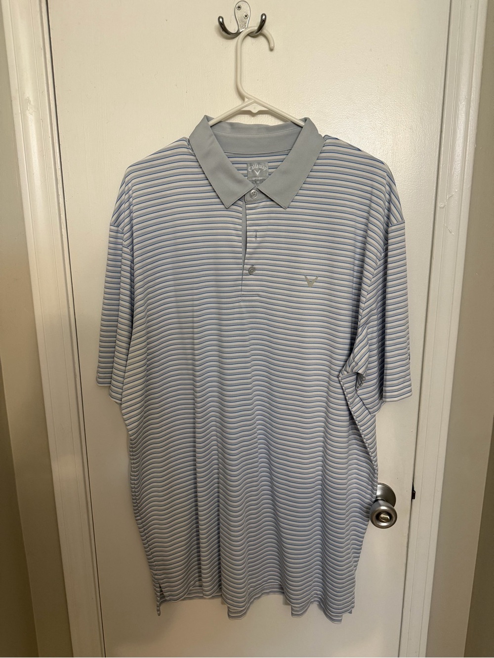 Men's Light Blue Striped Polo Shirt
